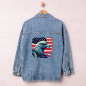 Geben Sie niemals den Kampf Eagle American Flag ar Jeansjacke (Hangar)
