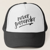 Geben Sie niemals handgeschriebenes Zitat ab Truckerkappe (Vorderseite)