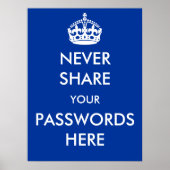 Geben Sie niemals Ihre Passwörter hier Poster an (Vorne)