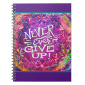 Geben Sie niemals Lila Inspiriertheit auf Notizblock (Vorderseite)