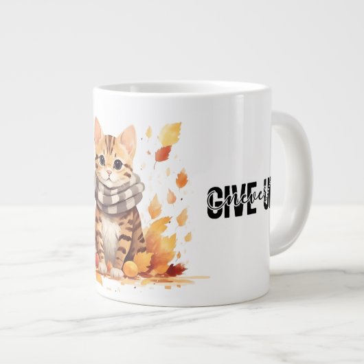Geben Sie niemals mit Niedlicher Bengalischer Katz Jumbo-Tasse (Vorderseite Rechts)