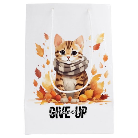 Geben Sie niemals mit Niedlicher Bengalischer Katz Mittlere Geschenktüte (Rückseite)