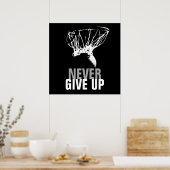 Geben Sie niemals Schwarz-weiße Basketball Pop Art Poster (Küche)