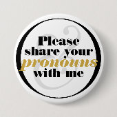 Geben Sie Pronouns Schwarz-weiße, klassische Buchs Button (Vorderseite)