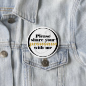 Geben Sie Pronouns Schwarz-weiße, klassische Buchs Button (Beispiel)