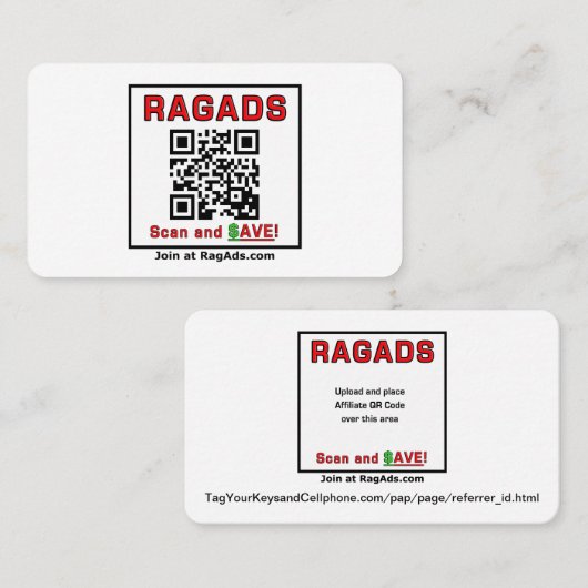Geben Sie RAGADS Visitenkarten und bezahlen Sie! Visitenkarte (Vorne/Hinten)