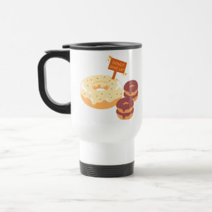 Geben Sie Schokolade und Weißschokolade Donut auf Reisebecher