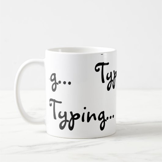 Geben Sie schwarze Textbuchstaben ein Kaffeetasse (Links)