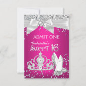 Geben Sie Sparkle Tiara Heels Sweet 16 Hot Pink ei Einladung (Vorderseite)