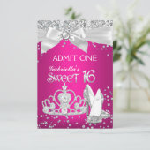 Geben Sie Sparkle Tiara Heels Sweet 16 Hot Pink ei Einladung (Stehend Vorderseite)