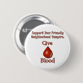 Geben Sie Spaß Blutvampire-Stützhalloweens Goth Button (Vorne & Hinten)