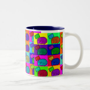 Geben Sie Umarmungs-Igels-bunte Pop-Kunst Popart Zweifarbige Tasse