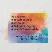Geber Bewusstsein, Transplantation, Organspende Postkarte (Vorne/Hinten)