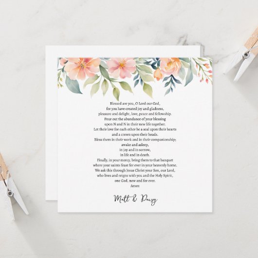 Gebet am Hochzeitstag Karte (Vorderseite/Rückseite Beispiel)