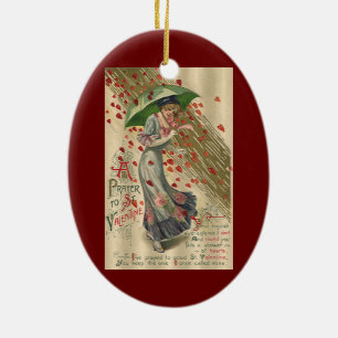 Gebet an den heiligen Valentin, Vintage-Lady im vi Keramik Ornament