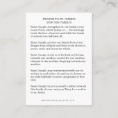 Gebet an St. Joseph für die Familie Religious Visitenkarte (Rückseite)