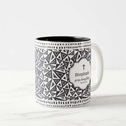 Gebet ändert Dinge Schwarz Abstrakt Zweifarbige Tasse (VorderseiteRechts)