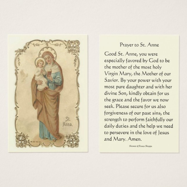 Gebet bis St. Anne mit Jungfrau Mary Holy Card (Vorne & Hinten)