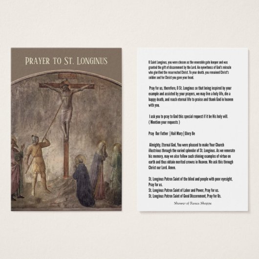 Gebet bis St. Longinus - Jahrhundert bei Kreuzigun (Vorne & Hinten)