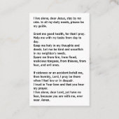 Gebet der Alleinlebenden Visitenkarte (Rückseite)