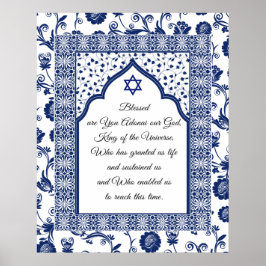 Gebet der Dankbarkeit auf Blue Damask Giclee Art Poster