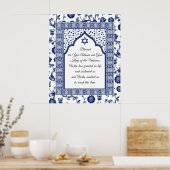 Gebet der Dankbarkeit auf Blue Damask Giclee Art Poster (Küche)