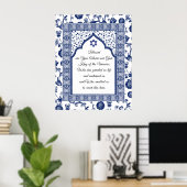 Gebet der Dankbarkeit auf Blue Damask Giclee Art Poster (Heimbüro)