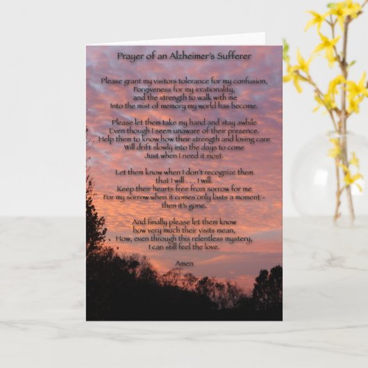Gebet des Alzheimer-Leidens Karte (Gelbe Blume)