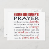 Gebet des Bühne-Managers Postkarte (Vorne/Hinten)