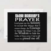 Gebet des Bühne-Managers Postkarte (Vorne/Hinten)