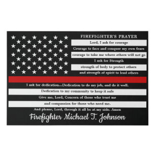 Gebet des Feuerwehrmanns Personalisiert dünne rote Künstlicher Leinwanddruck