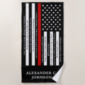 Gebet des Feuerwehrmanns Personalisiert dünne rote Strandtuch (Vorderseite)