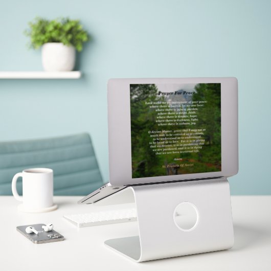 Gebet des Friedens Aufkleber (Laptop auf Schreibtisch)