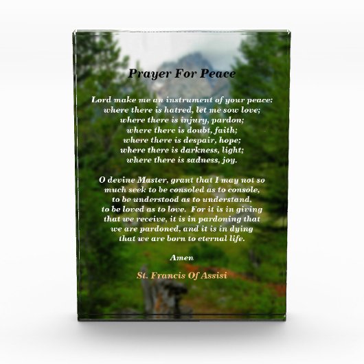 Gebet des Friedens Fotoblock (Vorderseite)