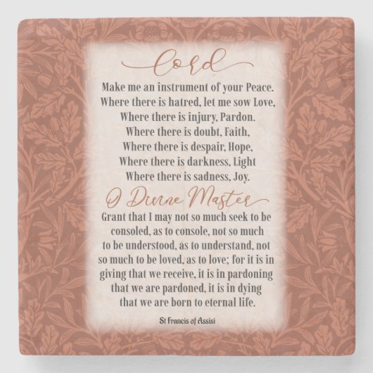 Gebet des Friedens - Heiliger Franziskus von Assis Steinuntersetzer (Vorderseite)