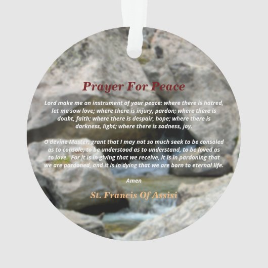 Gebet des Friedens Ornament (Rückseite)