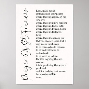 Gebet des Heiligen Franziskus Typografie Wandkunst Poster
