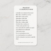 Gebet des Heiligen Franziskus von Assisi, Heilige Platzkarte (Rückseite)