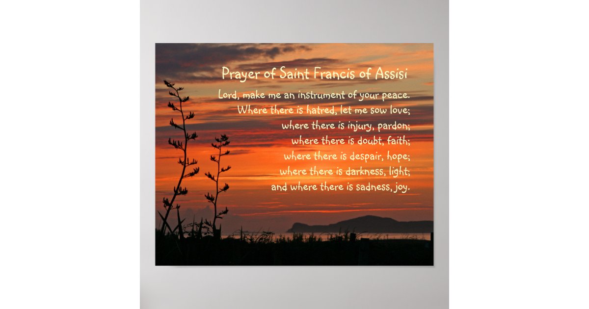 Gebet des Heiligen Franziskus von Assisi Poster Zazzle.de Gebet des Heiligen Franziskus von Assisi Poster Zazzle.de