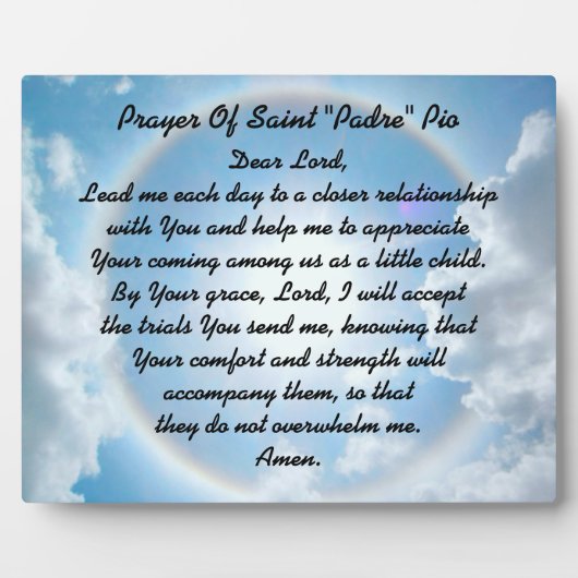 Gebet des Heiligen Pio Fotoplatte (Vorderseite)