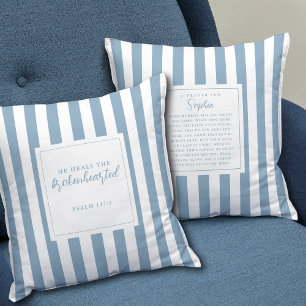 Gebet Faith Gift Psalm 147:3 Keepake Name Blau Kissen