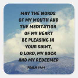 Gebet für das Verständnis Psalm 19:14 Bibelverse Quadratischer Aufkleber