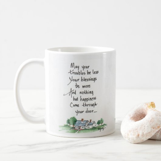 Gebet für die Zuhause, Glücklichkeits-Zuhause-Skiz Kaffeetasse (Mit Donut)