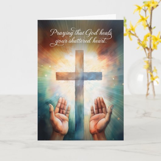 Gebet für ein zerschmettertes Herz - Hände für Got Karte (Gelbe Blume)