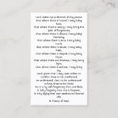 Gebet für Frieden St. Francis Karte (Rückseite)