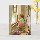 Gebet für Ihre Karte, Mädchen auf Zuhause am Fenst Karte (Gelbe Blume)