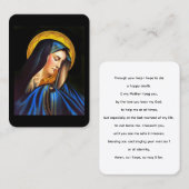 Gebet für Maria für eine glückliche Todesgebet-Kar Visitenkarte (Vorne/Hinten)