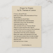 Gebet für Priester durch die Heilige Karte St. The (Rückseite)