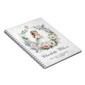 Gebet Girl White Doves Floral Erste Kommune Notizblock (Rechte Seite)