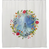 Gebet Hände Aquarell Duschvorhang (Vorderseite)